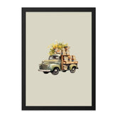 Vintage Truck Wall Art, Books and Flowers Decor, Farmhouse Style Print, Watercolor Painting, Antique Vehicle Art, Automotive Illustration - Tawshia
